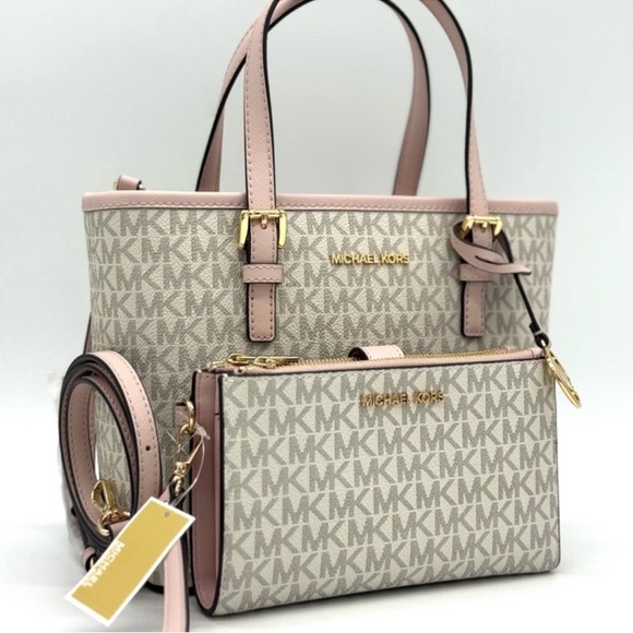 Michael Kors Jet Set Travel Extra-Small Top-Zip Tote Bag & Double Zip Wallet Set - Picture 1 of 12